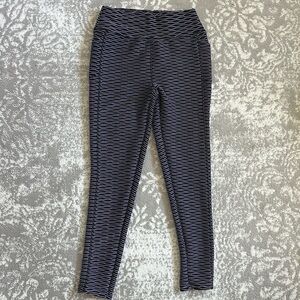 Purple Black Textured Workout Leggings